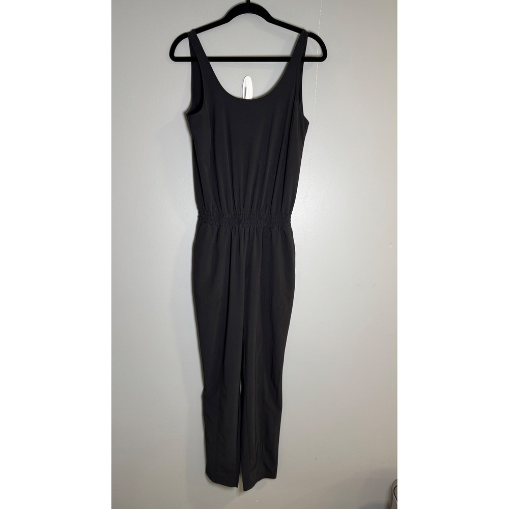 Athleta Black Sleeveless Scoop Neck Elastic Waist Tapered Leg Jumpsuit Size 4